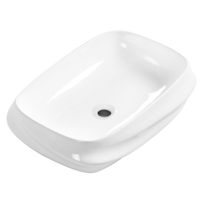 Lavabo vasque de salle de bain blanc lustré avec art 3D nervuré, glaçage sans entretien, drain préinstallé 23,6 po 16,9 po Compatibilité de robinet sans soudure géométrique unique