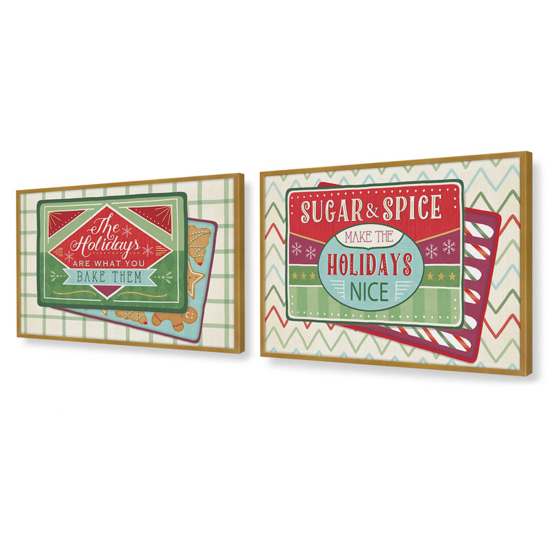 Ensemble de 2 impressions sur sucre et épices Cheer, Or poli, 24 po x 36 po