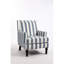Chaise d'appoint de salon avec revêtement en lin rayé bleu et blanc, garniture cloutée de fauteuil rétro, confortable pour la pièce, confortable et durable