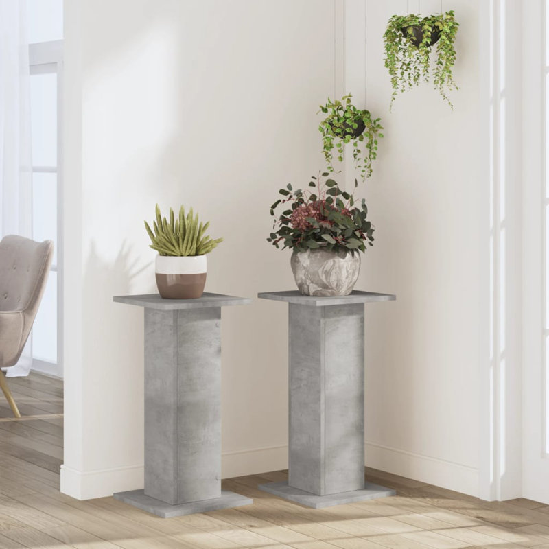  Support pour plante 2 pièces 11,8 x 11,8 en bois d'ingénierie, Noir, H 23,6 po x l 11,8 po x P 11,8 po