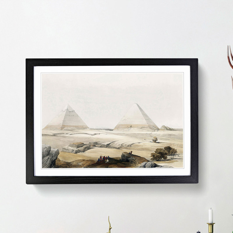 Pyramids of Giza by David Roberts - Picture Frame Painting Print, 48cm H x 65cm W x 2cm D, Black Framed