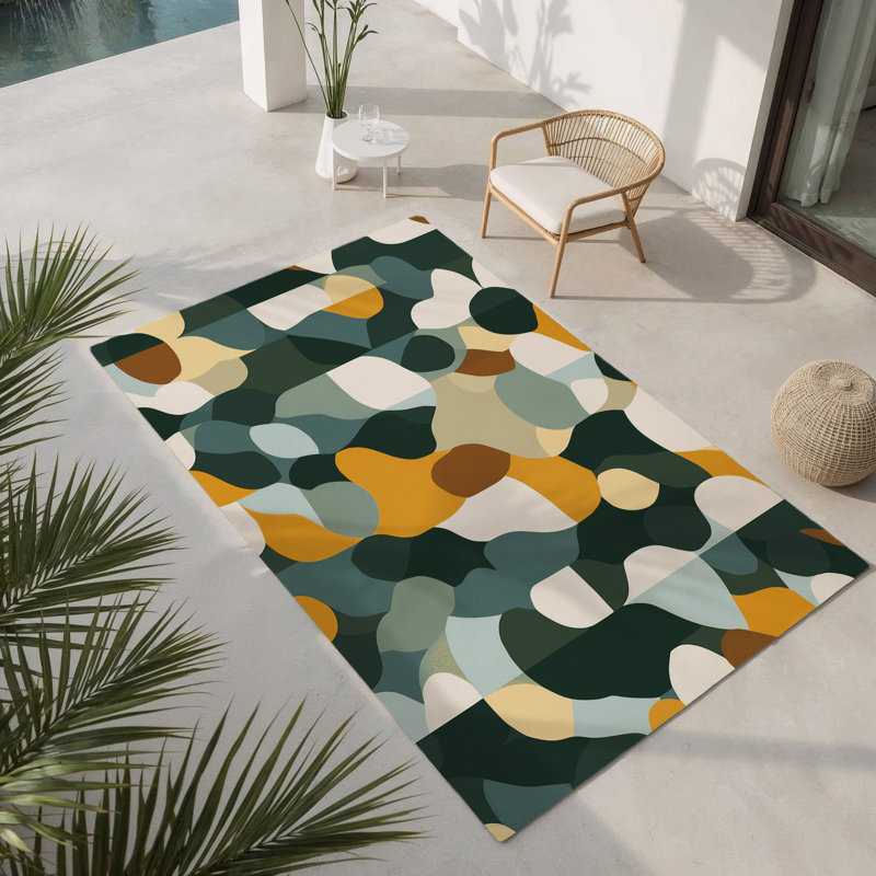 Tiled Topography Indoor And Outdoor Area Rug, Rectangle 1'6" x 2'6"
