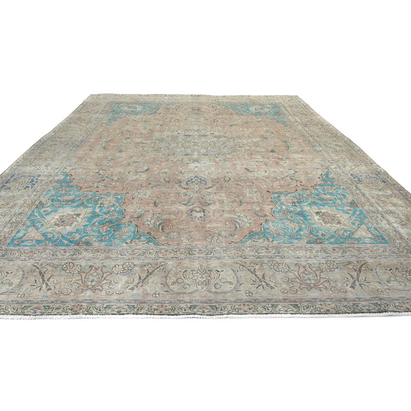 Tapis oriental saumon traditionnel unique en son genre 9X12