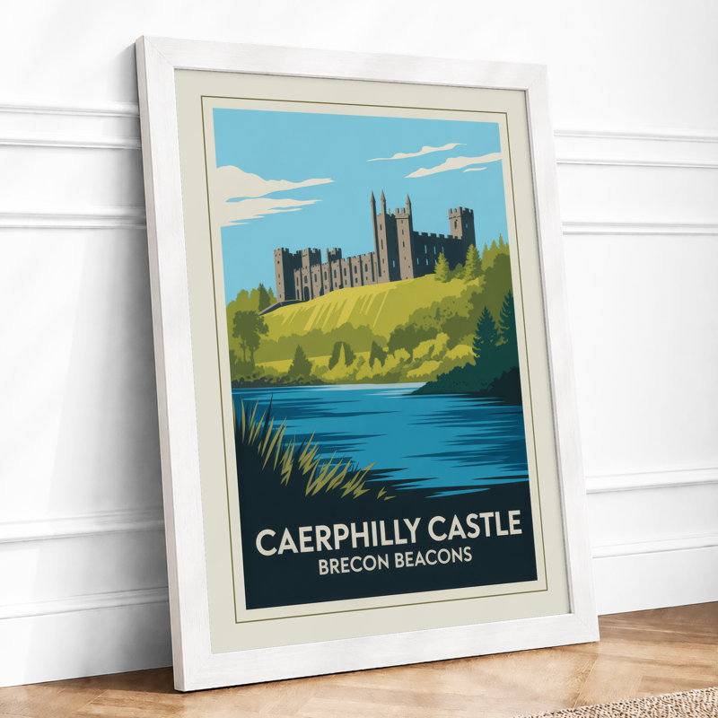 Caerphilly Castle Panorama Vintage - Print, A4 - 29.7 x 21.0 cm, White
