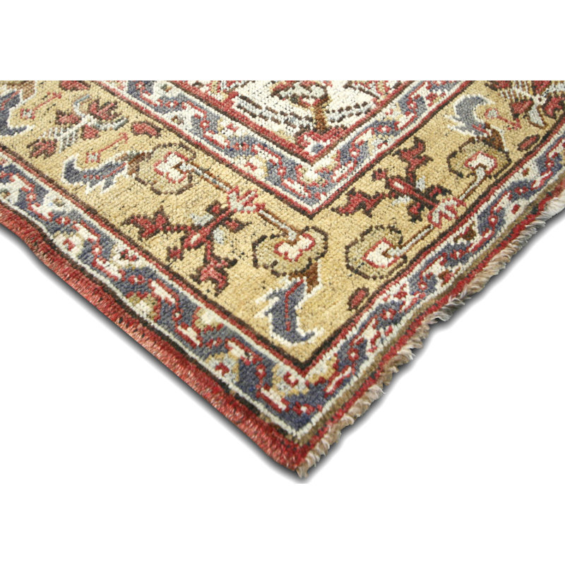 One-of-a-Kind Hand-Knotted 1960s 4'8" x 11'6" Runner Wool Area Rug in Red/Yellow/Brown