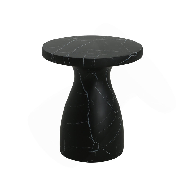 Table d'appoint d'extérieur en travertin Mgo, table de bout en béton léger, effet marbre noir