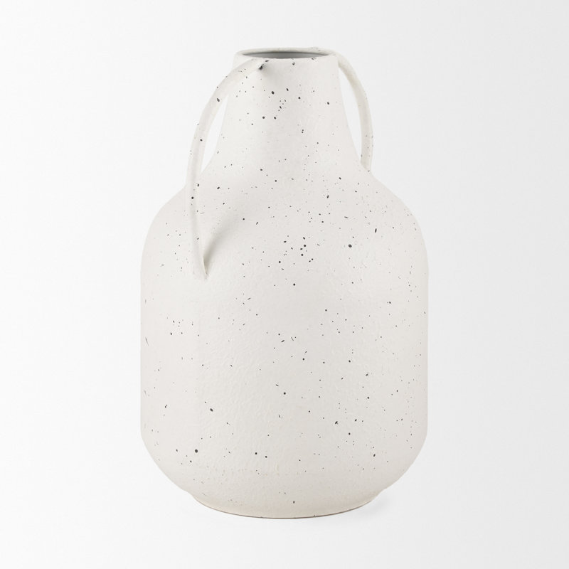 Donzel White W/ Black Speckles Tall Vase