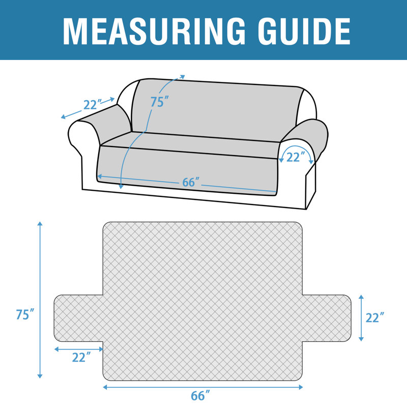 Machine Washable Dovercourt Diamond Sofa Slipcover Reversible 100% Waterproof Box Cushion Sofa Slipcover with Elastic Straps Non-Skid Backing Furniture Protector for Pets Kids Children