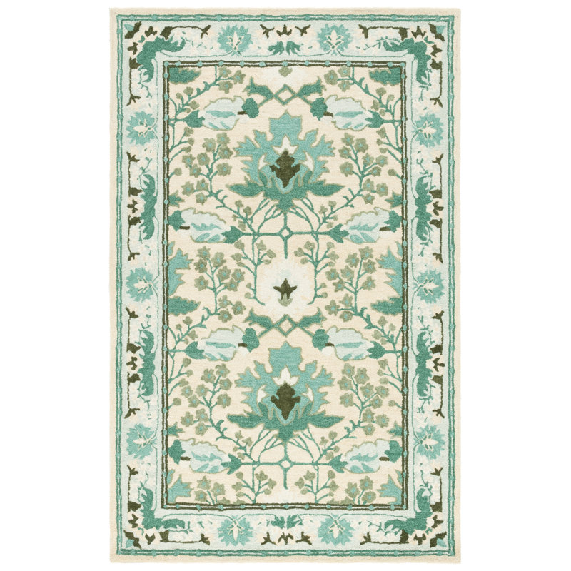 Earthly Treasures Hand Tufted Wool;Cotton;Viscose Floral Indoor Rug, Rectangle 3' x 5'