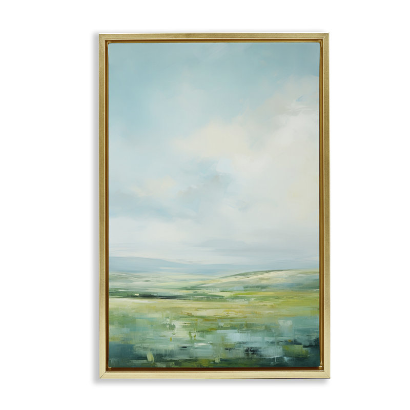  «Scenic Countryside Clouds», toile flottante encadrée par Raymond Powers, H 25 po x l 17 po, Cadre flottant métallique doré