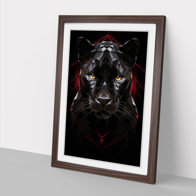 Panther Geometric No.2 - Single Picture Frame Print on Wood