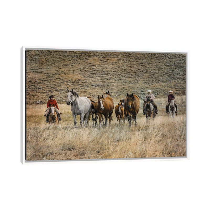 Moving Horses 1 Piece Floater Frame Wall Art on Canvas
