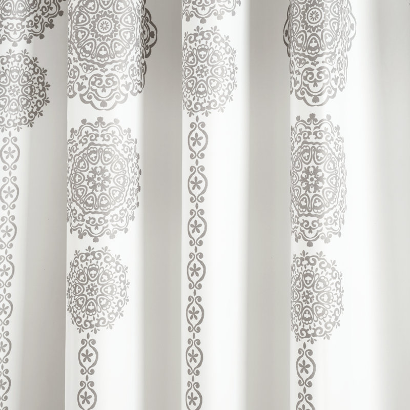Gray Medallion Pattern Blackout Polyester Window Panels
