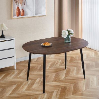 Table de salle à manger extensible avec pieds en métal noir stables et plateau en noyer invitant, 100 x 100 x 75 cm, pieds couleur rustique, 180 x 100 x 75 cm, style