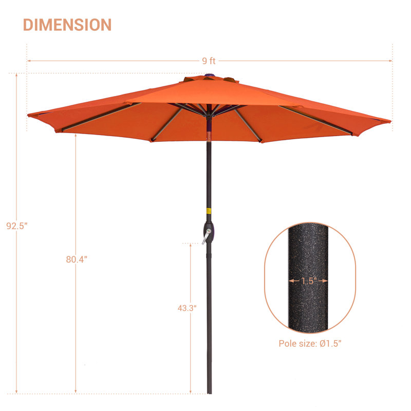 Parasol de marché rond 106,3 po Asyraf, Orange