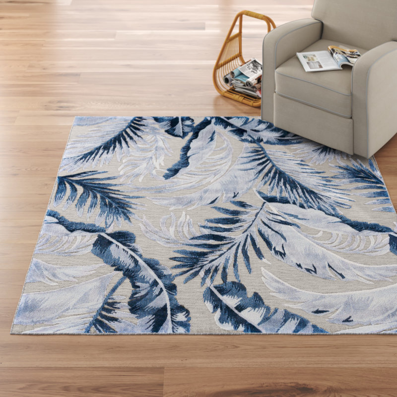 Tapis intérieur / extérieur floral Saugus, Carré 6 pi 5 po