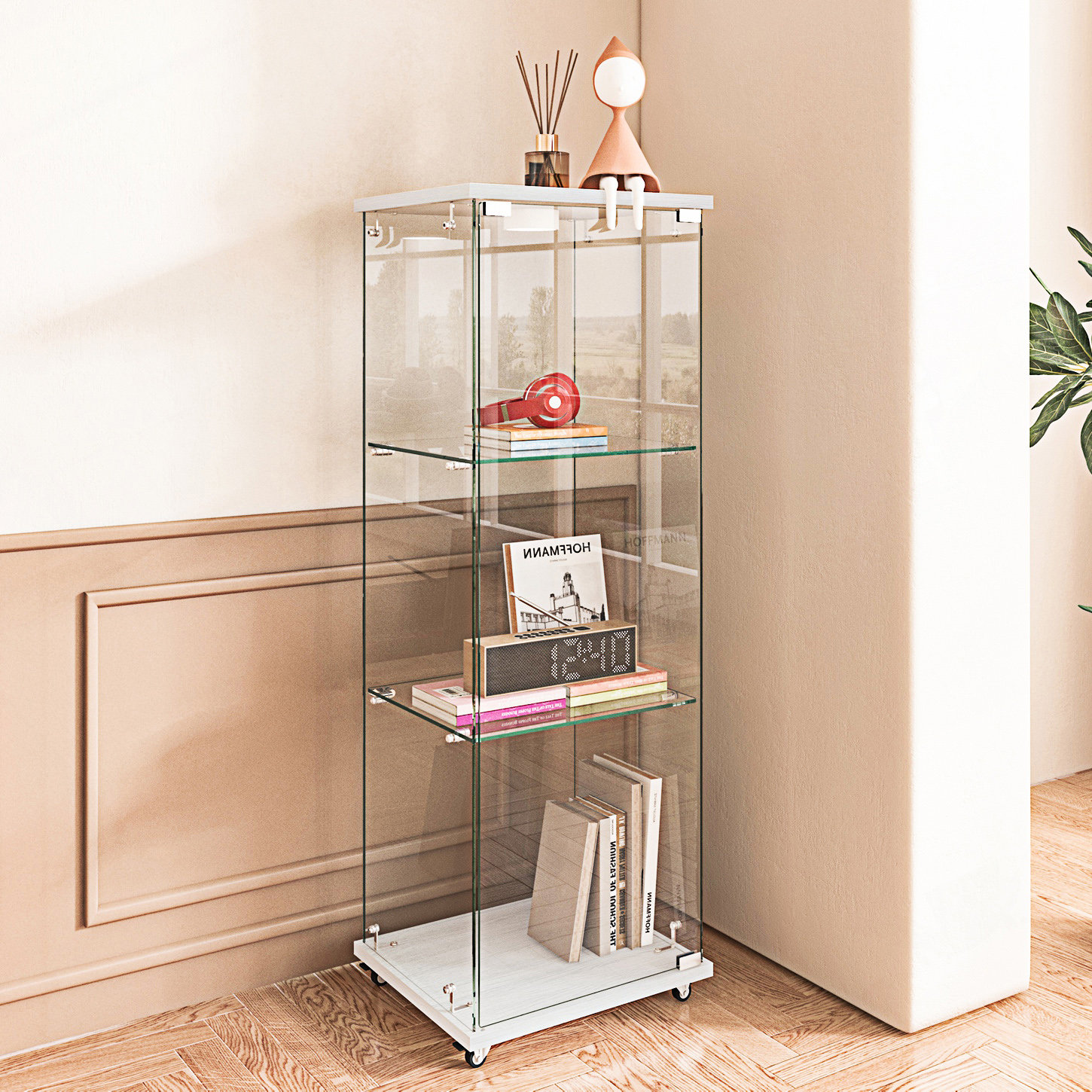 Wrought Studio™ Accent Cabinet, Modern Glass Display Cabinet With Led ...
