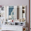 Ensemble de grande coiffeuse de 41 pouces avec miroir à DEL, centrale électrique et tabouret rembourré pour une routine beauté améliorée-545203404
