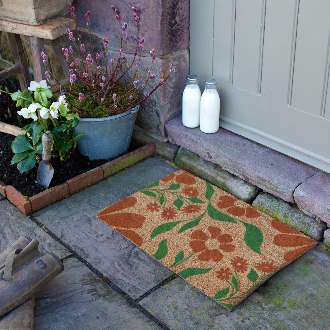 Floral Pattern Coir Doormat
