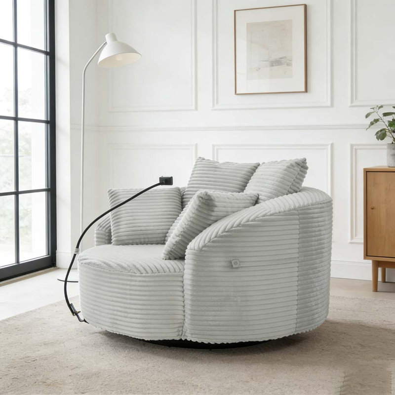 Fauteuil demi-tonneau pivotant à 360 °, Gris clair