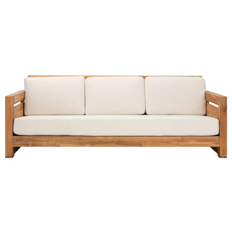 Brailon 83.5'' Wide Straight Teak Patio Sofa with Cushions