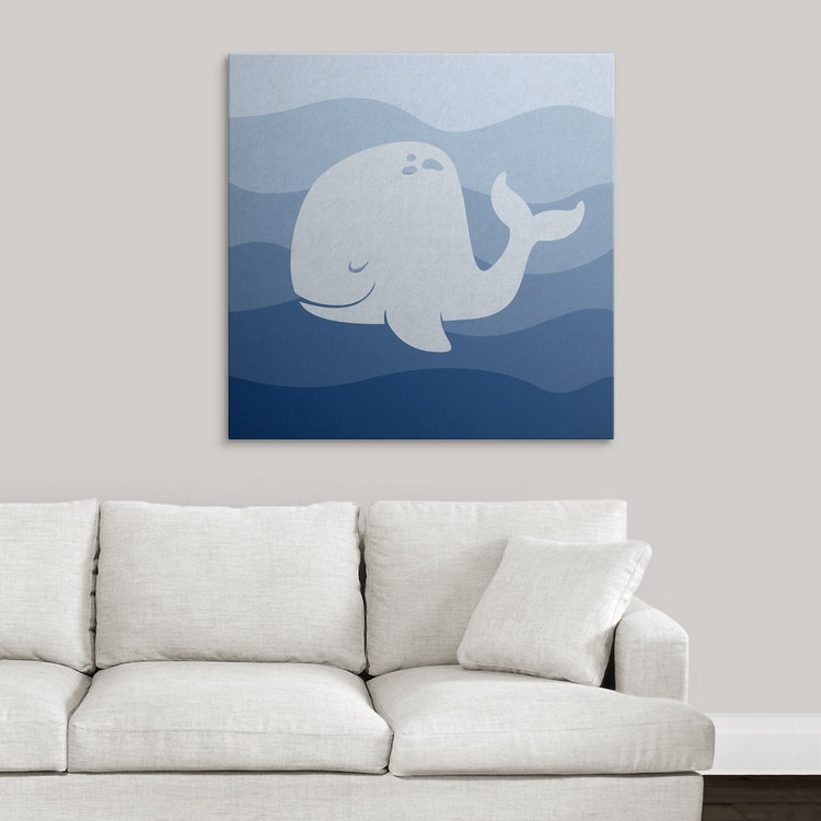 « baleineing subaquatique-chambre d’enfant circle », impression, H 36 po x l 36 po x P 1,25 po, Toile