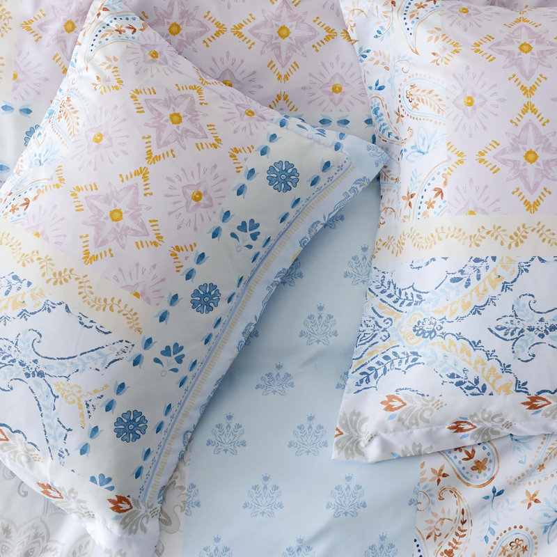 Housse de couette réversible Literie, Housse de couette grand + 2 taies décoratives, Ciel d'hiver