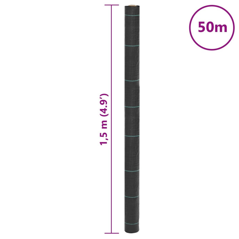  Weed Membrane Black 1.5X150 M PP, 5000cm W x 150cm D