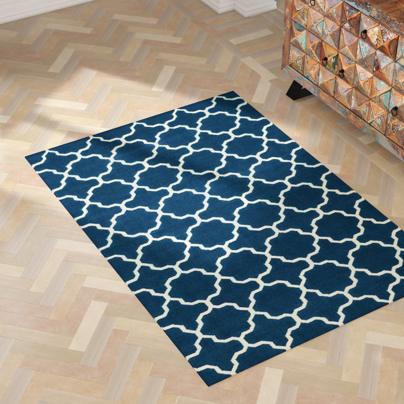 Geometric Wool Hand Woven Area Rug, Rectangle 140 x 200cm
