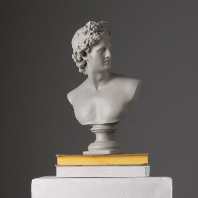 Grey Neo-Classical Bust Sculpture – Matte Resin Decorative Ornament (35 cm) 