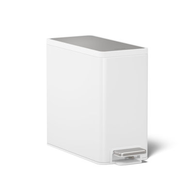 Reset 2.5-Gallon Bathroom Trash Can, Slim Stainless Steel Step Trash Can with Quiet-Close Lid
