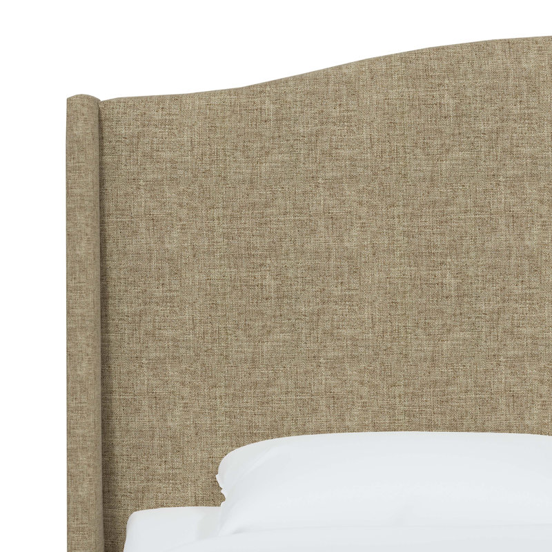 Lit plateforme tapissier Allis, Lin naturel texturé Zuma, Double