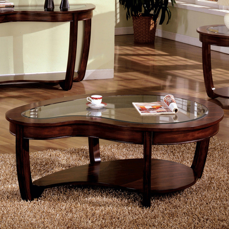 50.6" W Transitional Coffee Table, Dark Cherry
