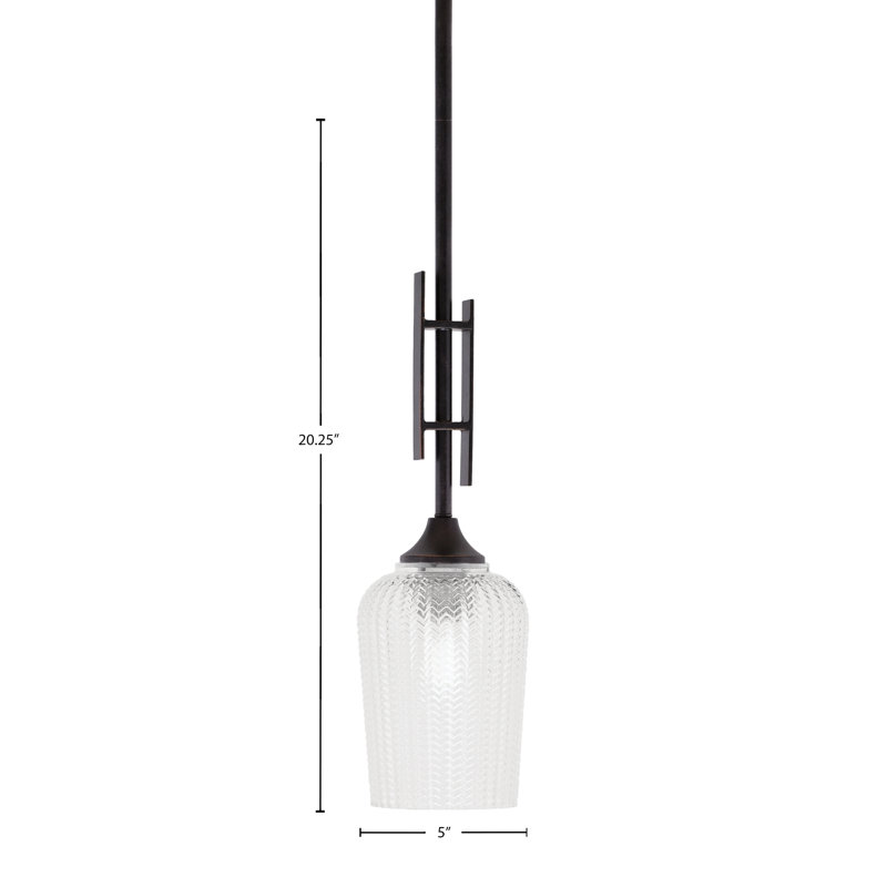 Mini-luminaire suspendu Uptowne, fini en granit foncé avec verre texturé de 5 po, Clair