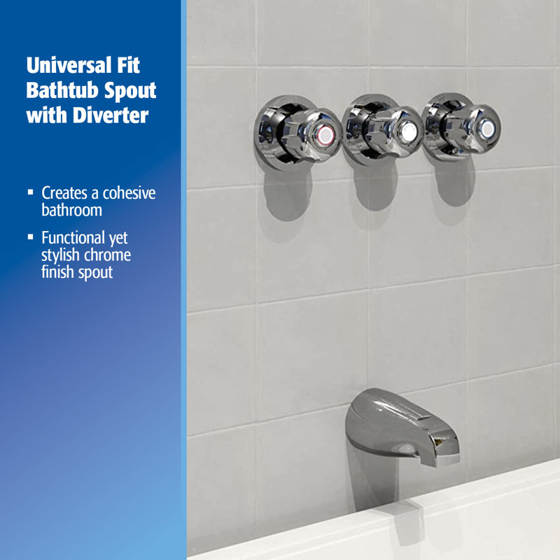 Universal Wall Mounted Tub Spout, Polished Chrome