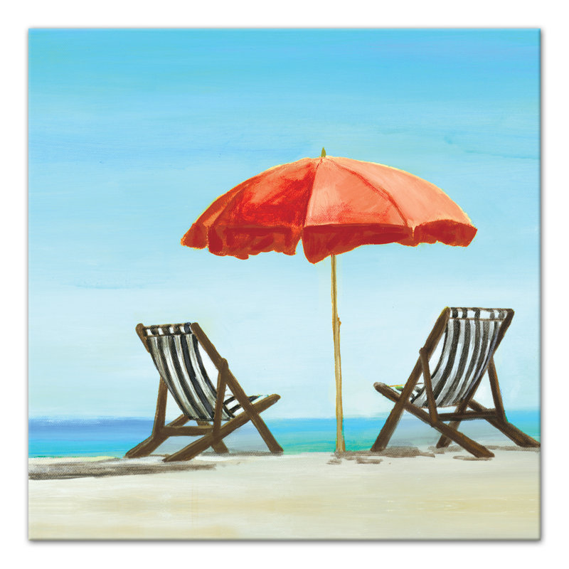 « lazy beach day », reproduction de peinture à l’acrylique sur toile, H 12 po x l 12 po, Toile tendue