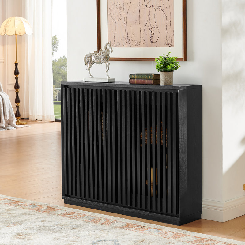 Mid Century Modern Fluted 39" Accent Cabinet, Buffet Cabinet With Storage, Noir