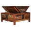Table basse de style campagnard carré en bois récupéré