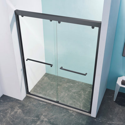 Siva 60 In. W X 76 In. H Framed Sliding Shower Door With 5/16" Tempered Clear Glass
