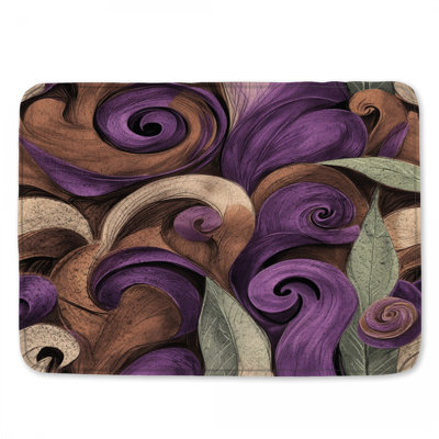 Swirling Abstract Leaves Bath Mat