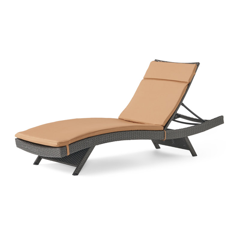 Ensemble de chaises longues inclinables 79,25 po avec coussin, Caramel, Brown, 1