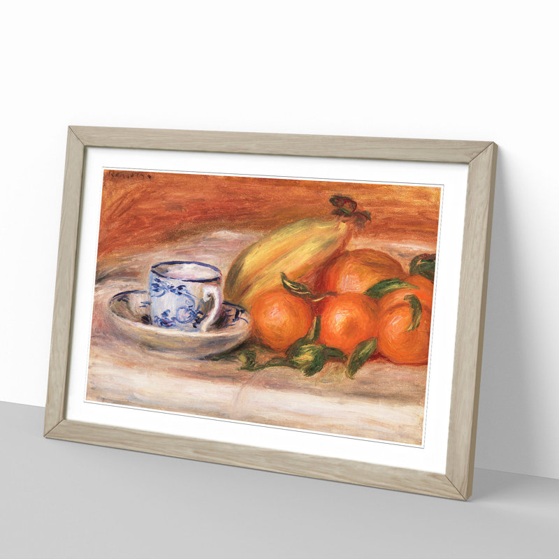 Still Life with Fruits Vol.2 by Pierre-Auguste Renoir - Picture Frame Painting, 65cm H x 90cm W x 2cm D, Oak