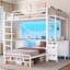 Lit superposé avec 2 bureaux, 6 tiroirs de rangement et 2 boîtes de rangement pour les jouets, petit lit capitaine en métal à DEL pour maximiser l'espace pour 2 enfants-1561635247
