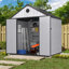 Remise de rangement extérieure en plastique de 8 pi avec plancher, remise de jardin imperméable de 435 pieds cubes avec porte verrouillable, rangement pour outils en plastique
