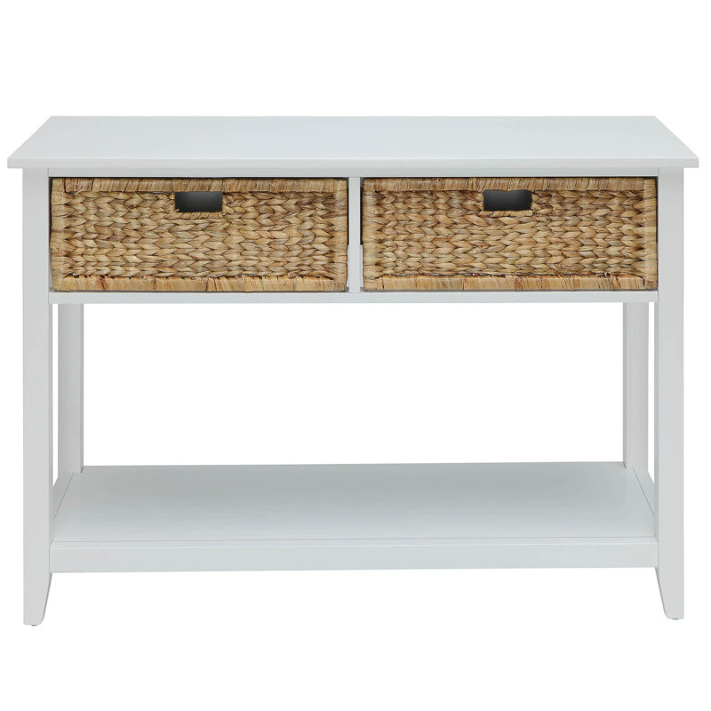 2 Console Table In White With Additional Display Space Rectangular Finish And Organization