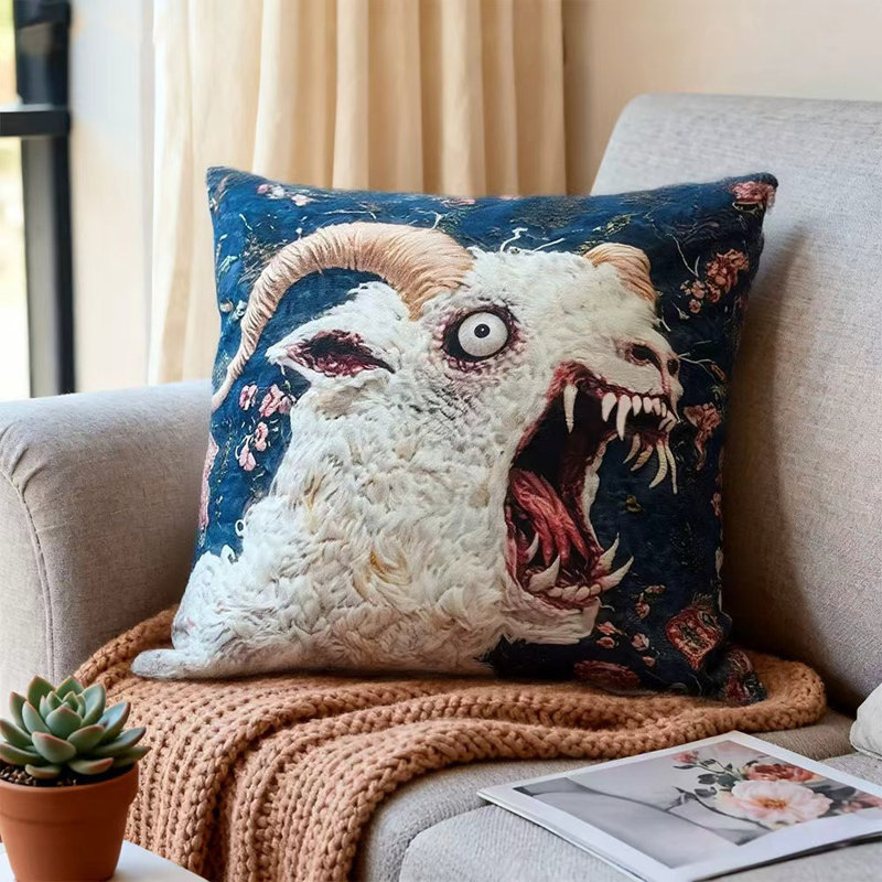Housse de coussin Crazy Goats Head