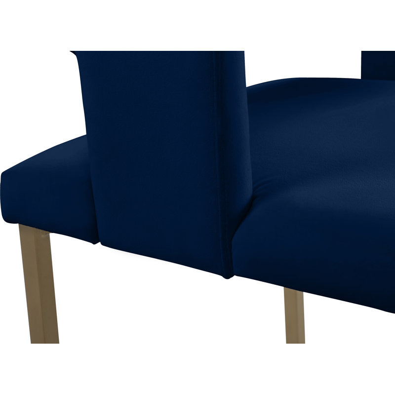 Fauteuil en velours Caleb, Velours bleu marine, Or brossé