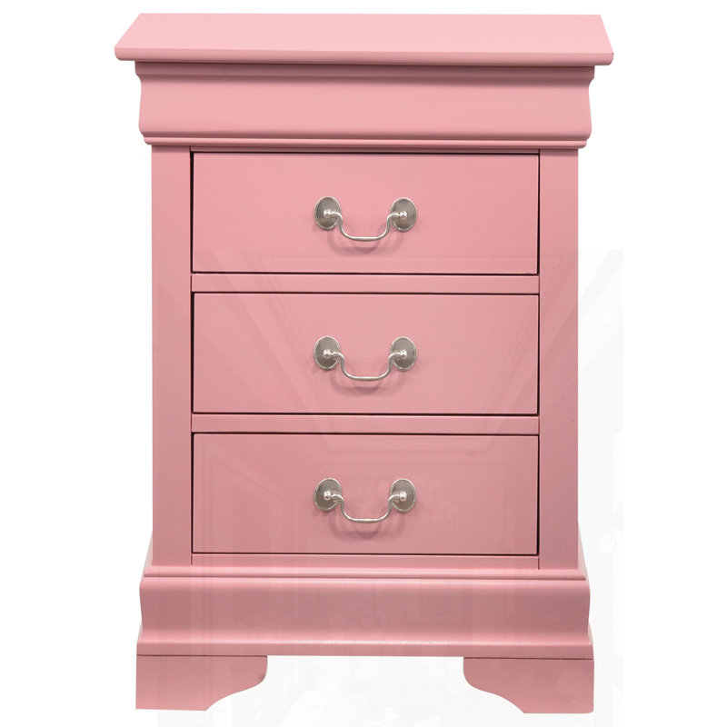 Elegant Nightstand, Pink/Silver