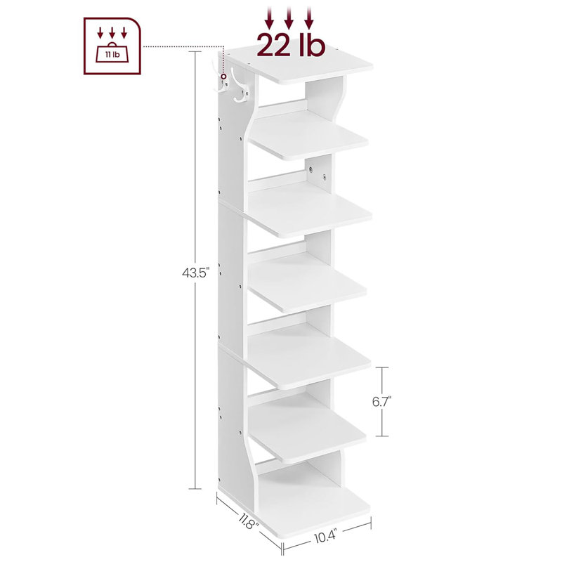 7 Pair Shoe Storage Cabinet, White