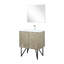 Meuble-lavabo rustique de 76 cm de large avec comptoir en quartz effet rayé, robinetterie en nickel brossé et miroir décoratif mural de 71 cm avec dessus blanc, décoration incluse